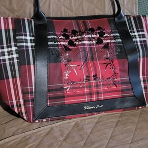 Victoria's Secret Red and Black Plaid Tote Bag